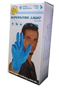 Luva Nitrílica Super Nitril Light Azul Super Safety CA 37871