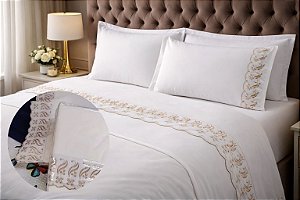 Jogo de CamaPercal Luxo 4 Peças Bordado - Queen