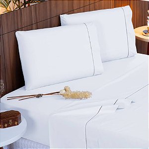 Jogo de Cama Percal 400 Fios Ponto Palito 4 Peças