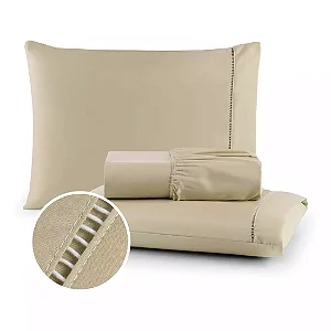 Jogo de Cama Percal 400 Fios Ponto Palito 3 peças
