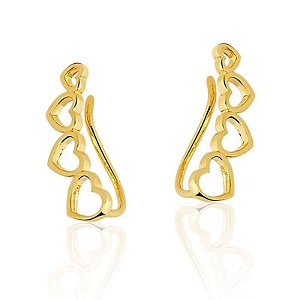 Brinco corações ear cuff ANTIALÉRGICO