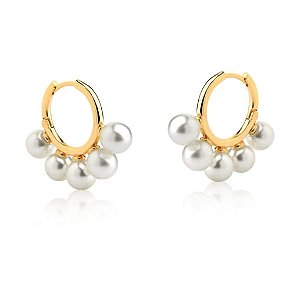 Brinco argola com pérola ANTIALÉRGICO