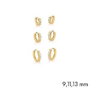 Trio de argolas mini corações ANTIALÉRGICO