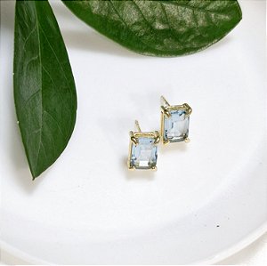 Brinco quadrado de pedra ANTIALÉRGICO