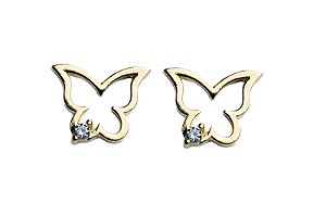 Brinco borboleta com zircônia HIPOALÉRGÊNICO