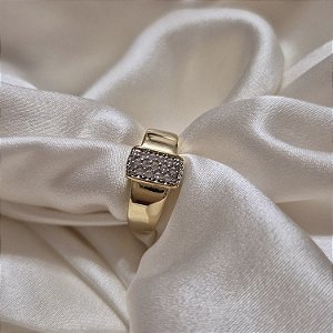 Anel quadrado com zircônia ANTIALÉRGICO