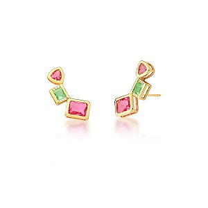 Brinco ear cuff de pedras ANTIALÉRGICO