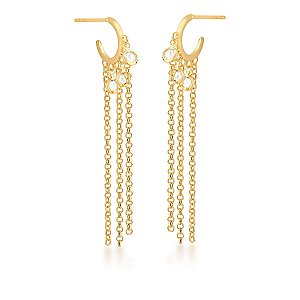 Brinco meia argola com corrente ANTIALÉRGICO