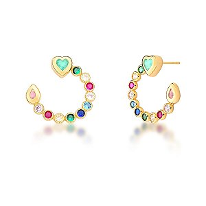 Brinco cÍrculo de pedra ANTIALÉRGICO