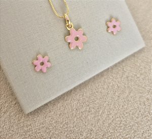 Conjunto kids flor esmaltada ANTIALÉRGICO