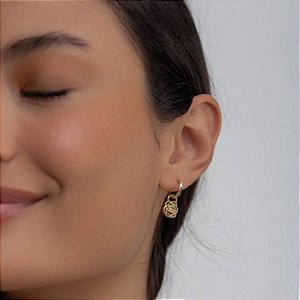 Brinco argola com pingente flor 2 em 1 ANTIALÉRGICO