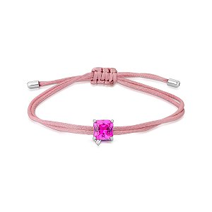 Pulseira fio de seda II com pingente de PRATA 925 COM BANHO DE RÓDIO