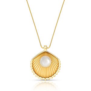 Gargantilha concha com pérola ANTIALÉRGICA