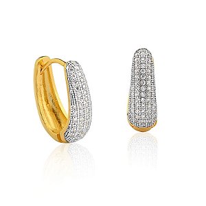 Brinco argola U cravejado com mini zircônias ANTIALÉRGICO