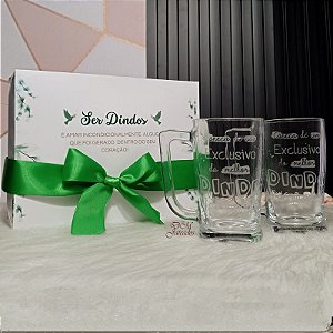 Kit Caixa + 2 Canecas de uso Exclusivo Dindo e Dinda