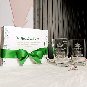 Caixa + 2 Canecas para chopp - Exclusivo Dindo e Dinda