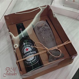 Kit Presente - Caixa Kraft + Copo para cerveja jateado