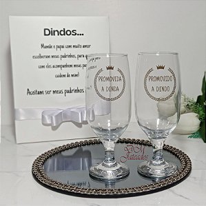 2 Taças Cerveja Com Caixa Convite Padrinhos Dindos Batismo