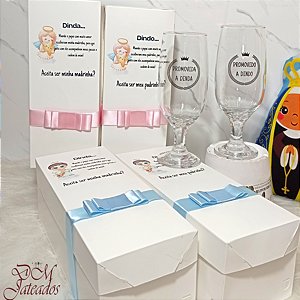 Convite Individual Caixa + Taça Dindo/Dinda/Batismo