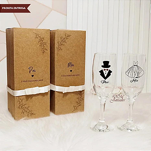 Caixa + Taça personalizada para Pai e Mãe dos noivos Ind.