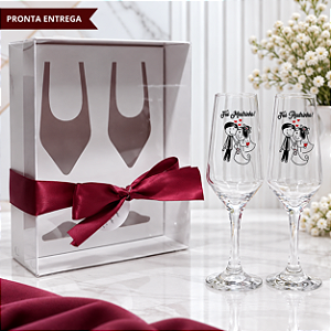 Caixa + 2 Taças Fui Padrinho Fui Madrinha / convite casamento