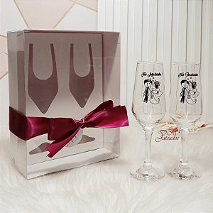Caixa + 2 Taças Fui Padrinho Fui Madrinha / convite casamento