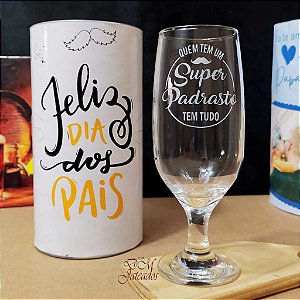 Presente dia dos Pais - Taça para cerveja/chopp Super Padrasto + Tubo Lata