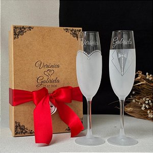 Kit Taças de Cristal para Noivos Personalizadas – Presente Casamento