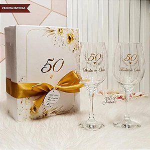 2 Taças Barone / 50 Anos / Bodas De Ouro / Caixa Presente