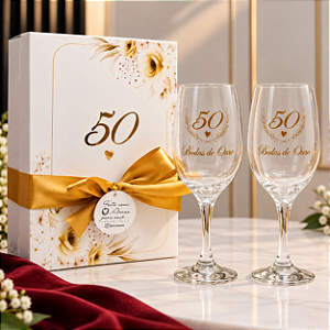 2 Taças Barone / 50 Anos / Bodas De Ouro / Caixa Presente