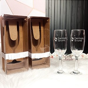 Kit Individual - 2 Caixa + 2 Taças Windsor champanhe Personalizadas