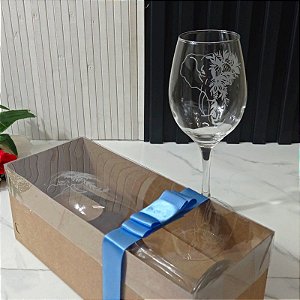 Kit Individual -1 Caixa Kraft com Visor + 1 Taça Barone Vinho Personalizada