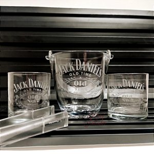 Kit Balde de vidro + copo whisky cylider