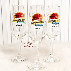 Taça Buffet champanhe personalizada no adesivo Uv - Gravação colorida