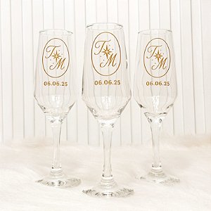 Taça Buffet champanhe personalizada no adesivo Uv - Gravação colorida