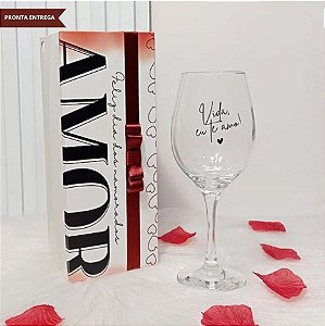 1 Taça Barone Vinho + Caixa Presente Vida Eu Te Amo / dia dos namorados