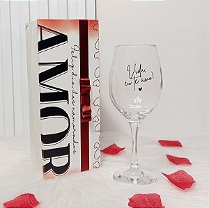 1 Taça Barone Vinho + Caixa Presente Vida Eu Te Amo / dia dos namorados