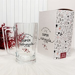 Caneca de Vidro Personalizada – "Uso Exclusivo de um Super Namorado"