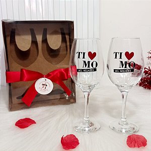 Caixa + 2 Taças para Vinho – “Ti Amo Mil Milhões”