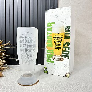 Copo Munich Jateado com Frase Divertida + Embalagem Tubo Lata – Presente Criativo