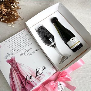 Kit Individual - Caixa + 1 Taça Champagne Jateada + espaço mini chandon