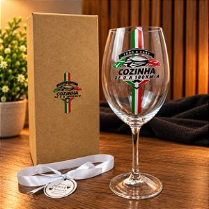 Kit Individual Taça Bohemia Cristal Vinho 580ml + Caixa MDF Personalizada