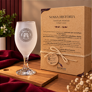Kit Premium Taça Windsor Cerveja 300ml Jateada + Caixa Kraft com Espaço Heineken