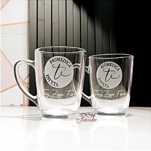 Xícara de vidro Tarsila 300 Ml personalizada Jateada