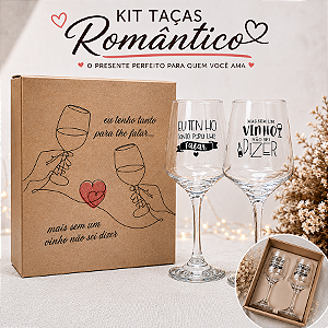 Presente Namorados - Caixa + 2 Taças para vinho casal Eu Tenho Tanto...