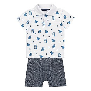Conjunto Bebê Camisa Polo e Bermuda Moletinho Saruel