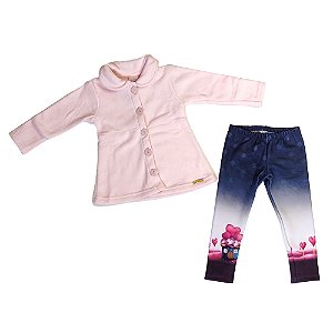 Conjunto Infantil Casaco Boucle Menina