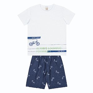 Conjunto Infantil Menino Verão Bike Branco