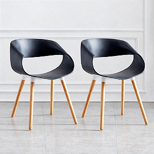 KIT 2 Cadeiras de Jantar Onda Preta White Arrow