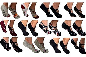 10 Pares Meia Sapatilha Pilates Yoga Antiderrapante